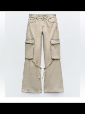 Zara Cargo Wide Leg 100 % Cotton Jeans